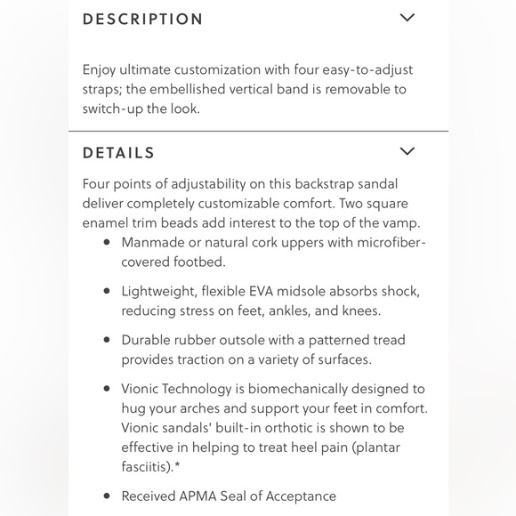 Vionic Women's Amber Adjustable Sandals Gold Cork Plantar Fasciitis Sz 6M NWOB - Picture 12 of 12